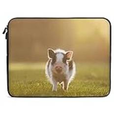 Mini gris som går i gården vid solnedgången nyhet laptop ärm väska skyddande fodral handväskor bärbar laptopväska 25–45 cm