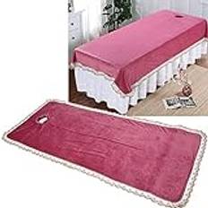 Massage Table Skirt, ANGGREK Massage Table Professional Spa Massage Table Cover Sheet Massage Bed Cover with Holes for Beauty Shop Velvet Massage Bed Cover (Aubergine)