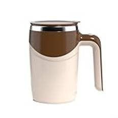 Elektrisk omrörningskopp, 304 rostfritt stål konstruktion elektrisk kaffe mjölk blandningskopp självrörande mugg, bäst för morgonen, resor, hem, kontor (brun)