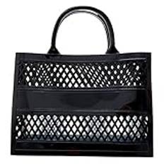 Clutch svart mocka utseende mode stor kapacitet PVC shoppingväska gummi silikon strandväska clutch röd glitter, svart, Einheitsgröße