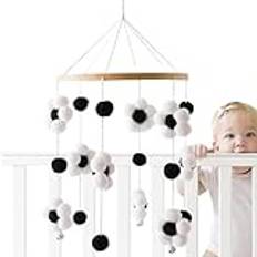 Spjälsäng Mobil - spjälsäng | Bassinet leksak för pojkar och flickor 0-12 månader för barnkammare och takdekoration, inklusive färgglada blommor, små pälsbollar och klockor Teksome