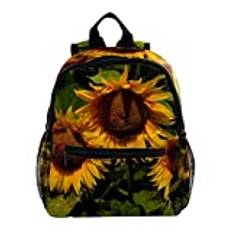 Mini ryggsäck pack väska solros tre blommor växter tillbehör gul söt mode, flerfärgad, 25.4x10x30 CM/10x4x12 in, Ryggsäckar