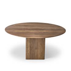 Dk3 - Ten Table Round Ø 140 Smoked Oak/Oil, Med förlängning för 2 plattor och kubfot 52x52 cm - Matbord