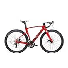 Cross-/roadcyklar for män och kvinnor, 24-växlad cykel, kolfibercykel, vuxencyklar, droppformad, ultralätt cykel med säte (Color : Red, Size : 45CM)