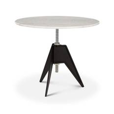 Tom Dixon - Screw Café Table, Rund toppskiva i marmor Ø90 - Vit - Matbord - Vit - Metall/Sten - White