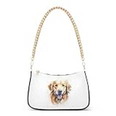 Golden retriever hund kuvertväska axelväska för kvinnor, hobo-tygväska handväska med guldkedja, crossbody-väska med dragkedja, Flerfärgad, en storlek