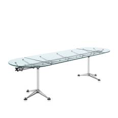 Herman Miller - Burdick Group Oval Table 91 x 304 x 72 cm, Bracket Polished Aluminium, Column White - Skrivbord