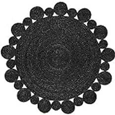 Ripaz Vogue jutematta svart färg cirkel designad handflätad rund form vardagsrum område matta heminredning (90 x 90 cm (3 fot rund matta))