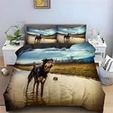 Blue Sky påslakanset hund påslakan mikrofiber 3 delar med dragkedja mjuk mysig sängkläder vändbart påslakan 100 x 120 cm och 2 örngott 50 x 75 cm