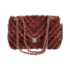 Chanel, Väska, unisex, Röd, ONE Size, Tweed, Begränsad upplaga Röd Tweed Flap Väska