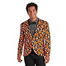 Disney Mickey Mouse Pumpkin Glow-in-the-Dark Half Suit and Light-Up Tie Costume for Adults, Size L/XL