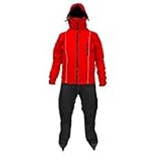 Hcclijo vattentät overall torrdräkt andningsbar torr kostym med överlägg jacka boarding vindsurfing kajak våtdräkt, Röd, XL