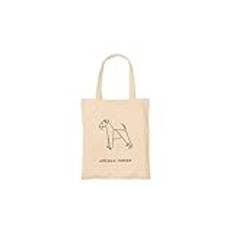 PRO' line Dshirt14 Shopperväska med klassisk origami siluett från Airedale Terrier - TOTE BAG med stiliserad hundgrafik, Naturlig, Taglia unica