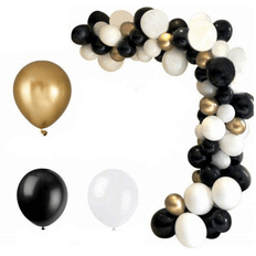 Ballongbåge XL - Svart, guld & vit
