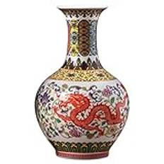 Keramikvas, modern vas9"H dekor Jingdezhen Keramisk Dragon Phoenix vas Handgjord dekorativ vasburk i porslin for centerpieces och vardagsrum(Size:White)