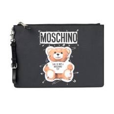 Moschino, Väska, Dam, Svart, ONE Size, Safety Pin Teddy Pouch