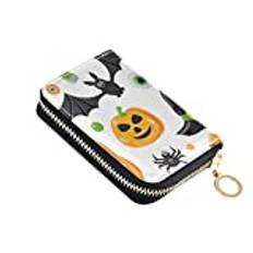 linqin Liten plånbok korthållare riskfria kreditkortsfack för kvinnor dragkedja kortfodral plånbok för resor halloween element, Halloween-element, one size, Klassisk