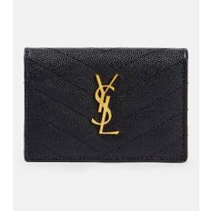 Saint Laurent Cassandre matelassÃÂ© leather card case - black - One size fits all