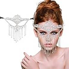 Lady of Luck Venetiansk diamantmask, strass maskerad mask för dam glitter ansiktsmask, bal, mask, för karnevalsfest, kväll