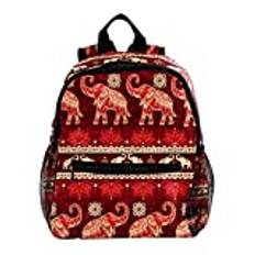 Söt mode mini ryggsäck pack väska sömlös elefanter röd religion tro, flerfärgad, 25.4x10x30 CM/10x4x12 in, Ryggsäckar