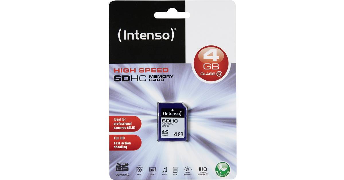Intenso MicroSDHC Class 10 4GB • Se pris (11 butiker) hos PriceRunner »