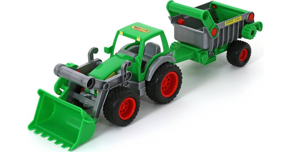 Wader Farmer Technic Traktor med Skopa och Vagn