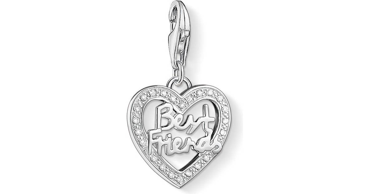 Thomas Sabo Heart Best Friends Charm Pendant - Silver/White