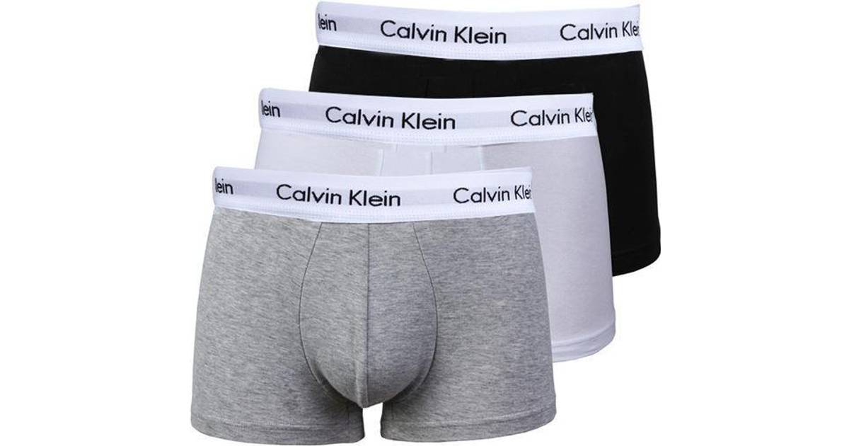 Calvin Klein Low Rise Cotton Stretch Trunks 3-pack - Black/White/Grey  Heather • Pris »