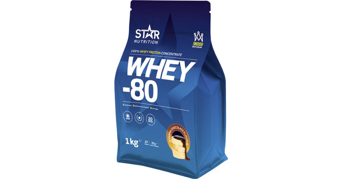 Star Nutrition Whey-80 Chocolate Banana 1kg • Pris »