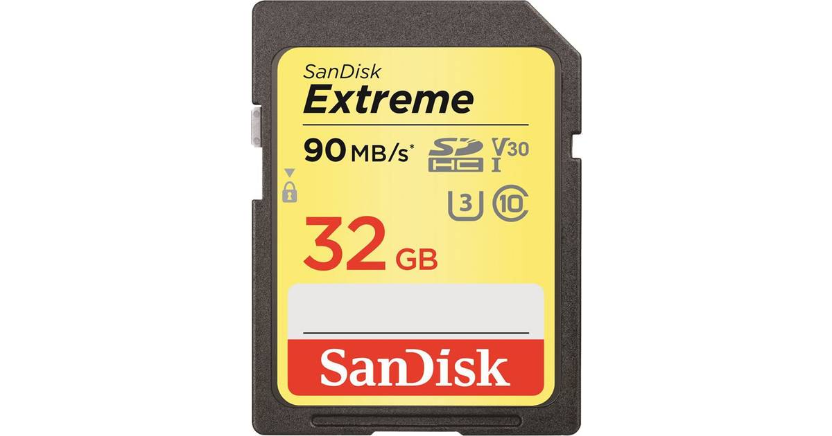 SanDisk Extreme SDHC V30 UHS-I U3 90MB/s 32GB • Se pris