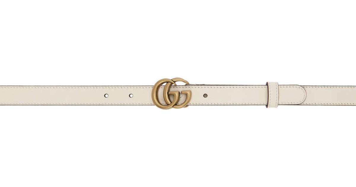 Gucci Double G Buckle Belt - White • Se priser (1 butiker) »