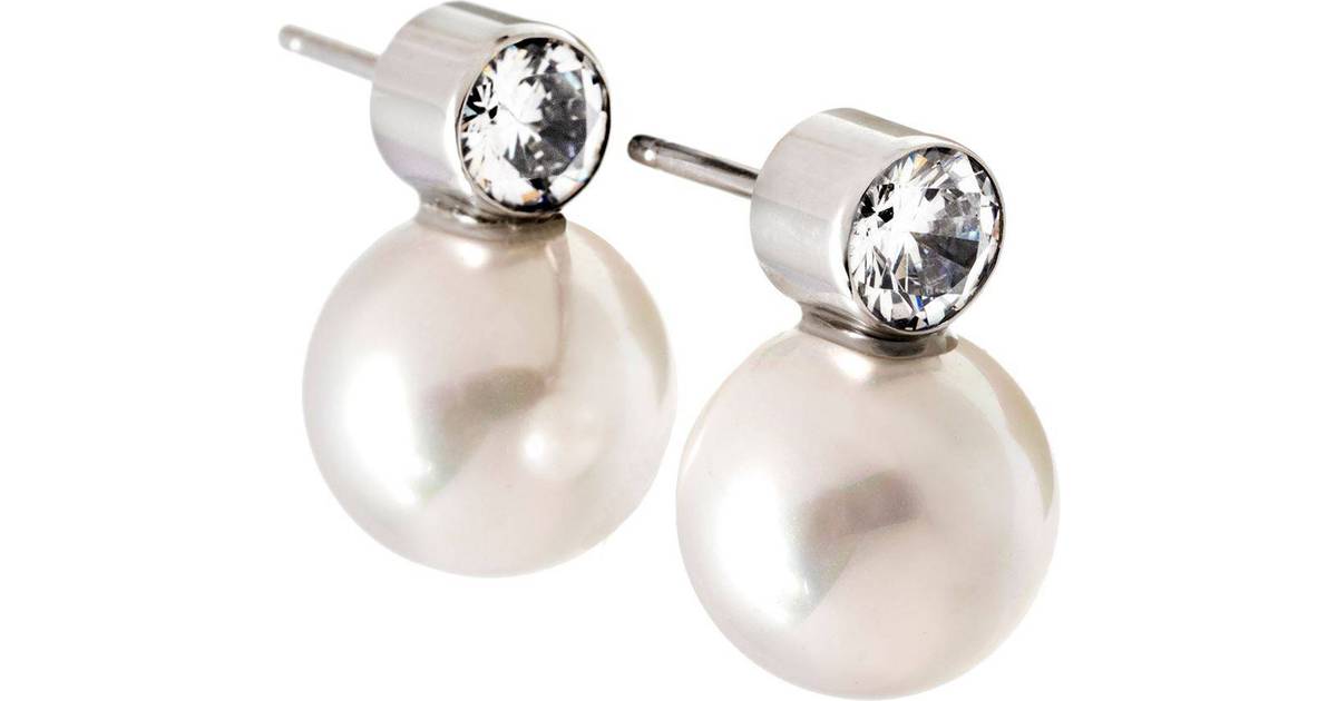 Edblad Luna Large Earrings - Silver/Pearl/Transparent • Pris »