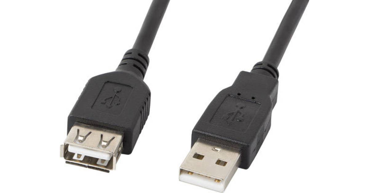 Lanberg USB A-USB A M-F 2.0 0.7m • Se lägsta pris nu