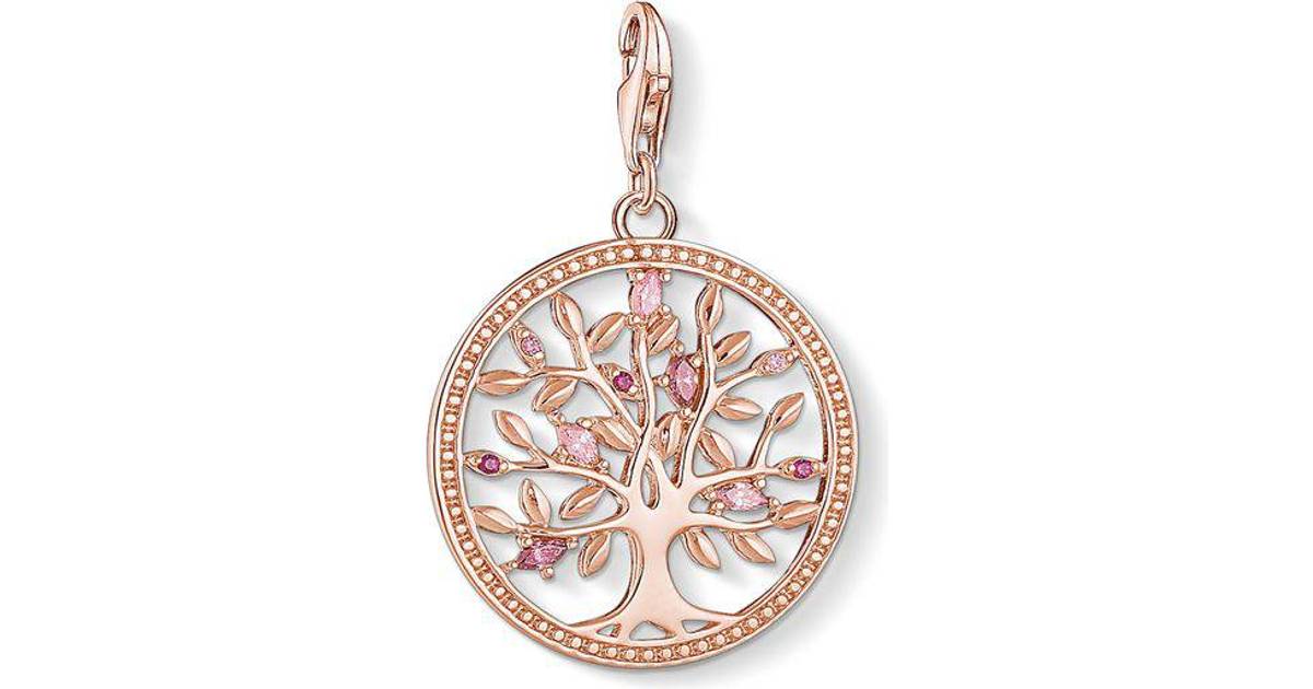 Thomas Sabo Charm Club Tree of Love Rose Charm Pendant - Rose Gold/Red/Pink  • Pris »