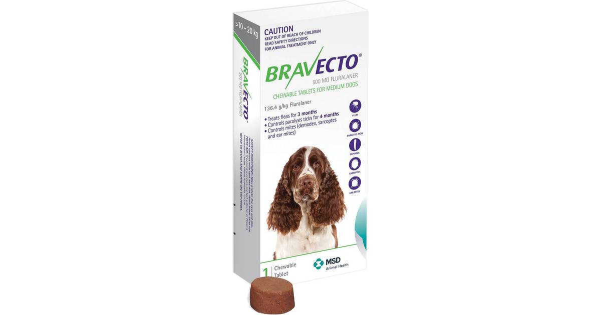 Bravecto 500mg Chew Dogs Fluralaner • PriceRunner »