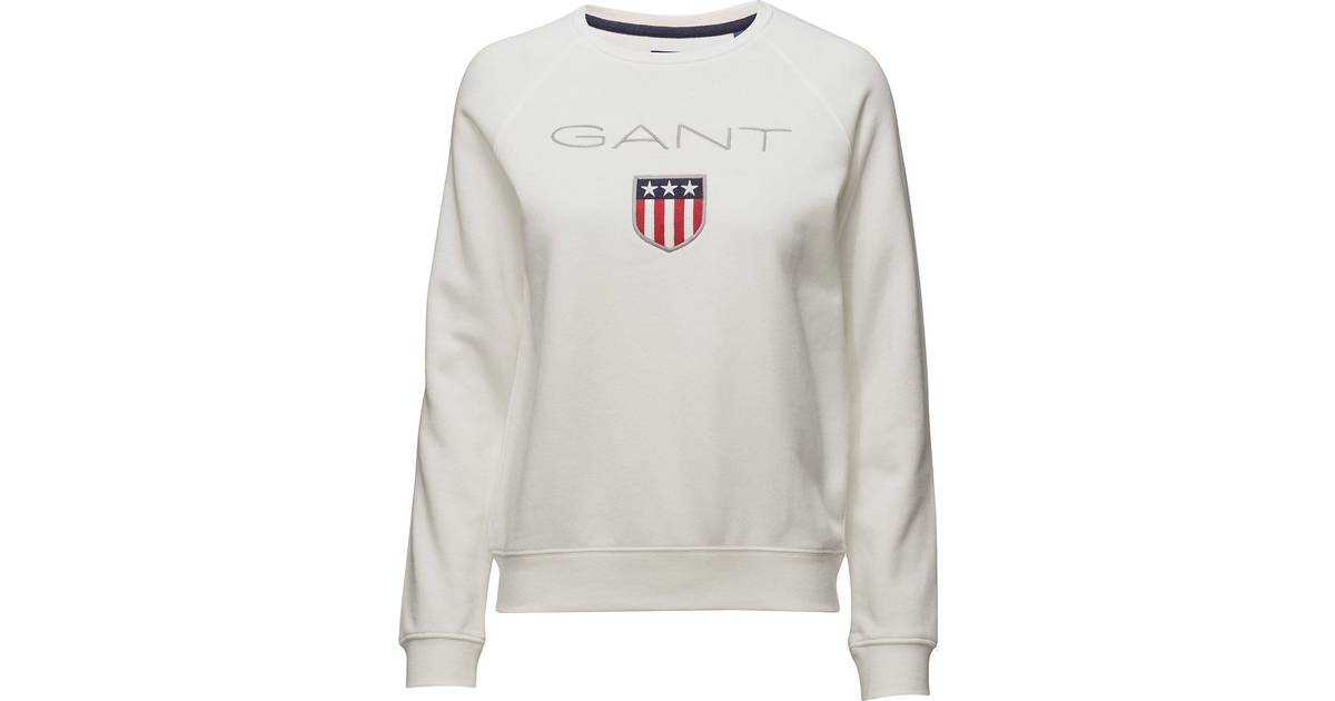 Gant Shield Logo C-Neck Sweat - White • Se priser (2 butiker) »