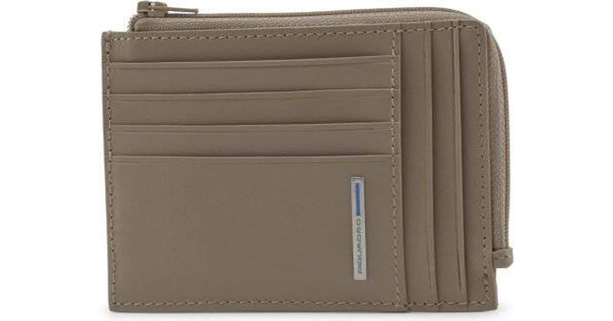 Piquadro Blue Square Wallet with Coin Case - Mahogany