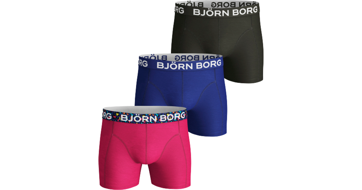 Björn Borg Seasonal Solid Cotton Stretch Shorts 3-pack - Fuchsia Purple