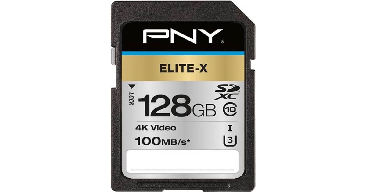 PNY Elite-X SDXC Class 10 UHS-I U3 128GB • Se pris