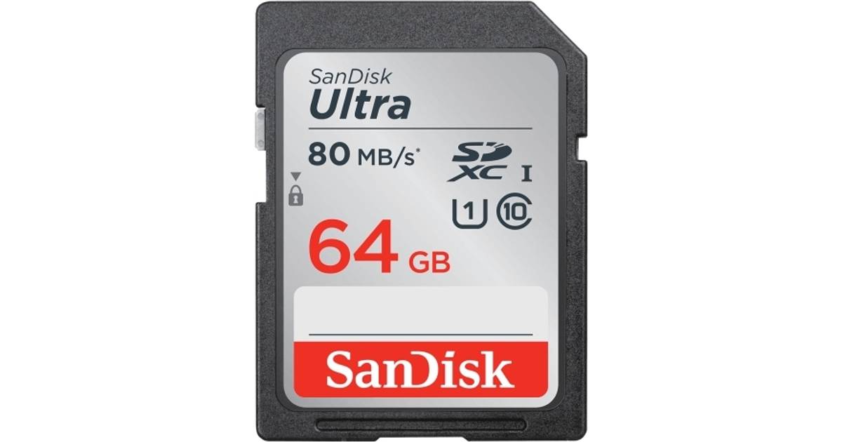 SanDisk Ultra SDXC Class 10 UHS-I U1 80MB/s 64GB • Pris »