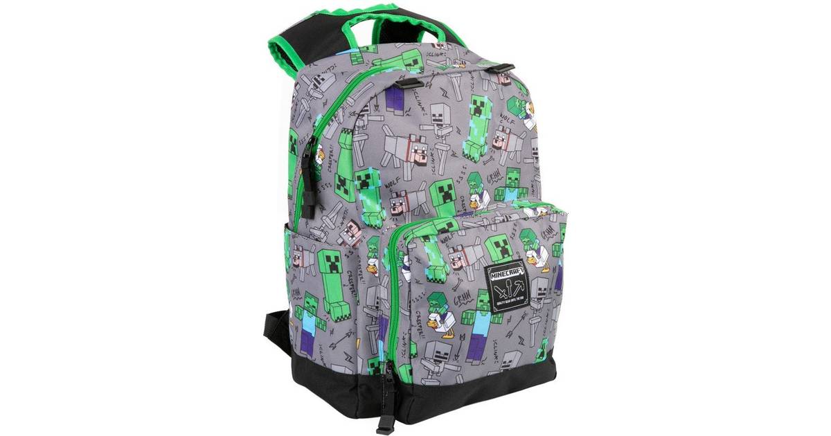 Minecraft 17" Overworld All Over Backpack - Grey/Green