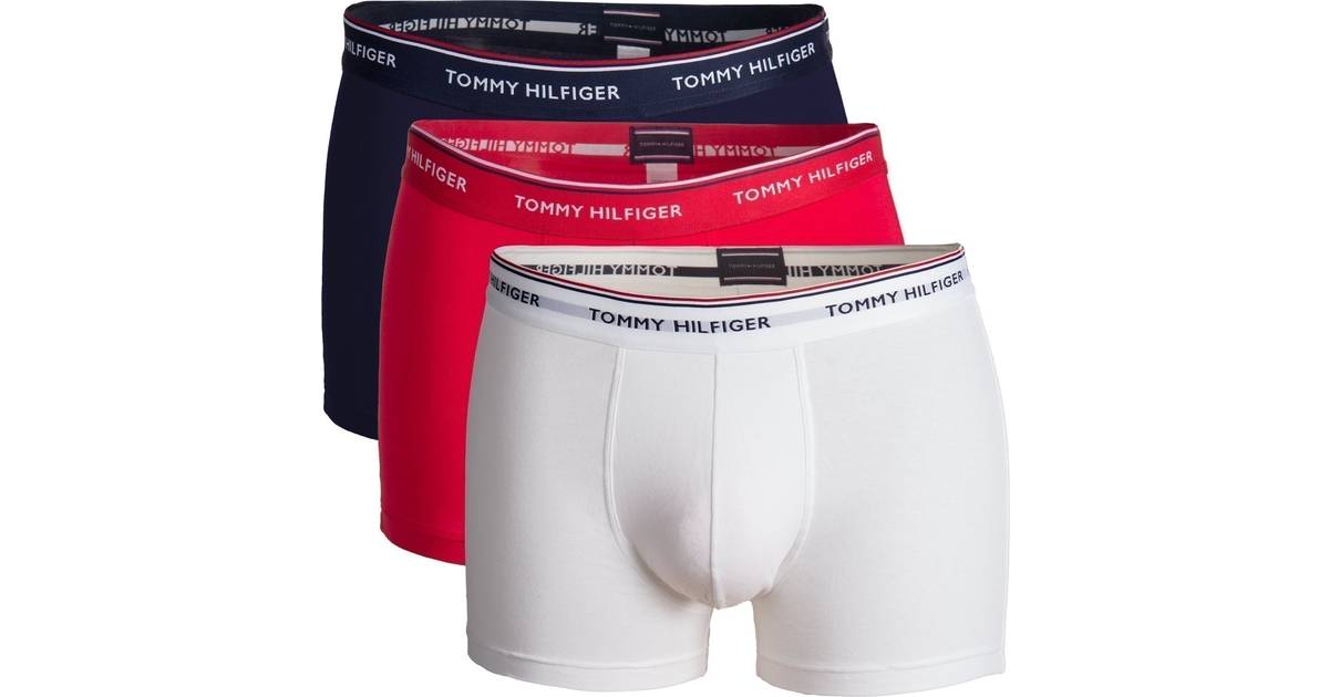 Tommy Hilfiger Stretch Cotton Trunks 3-Pack - White/Tango Red/Peacoat •  Pris »
