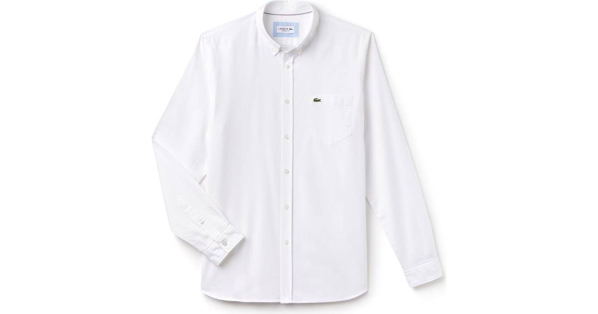 Lacoste Oxford Shirt - White • Se pris (5 butiker) hos PriceRunner »