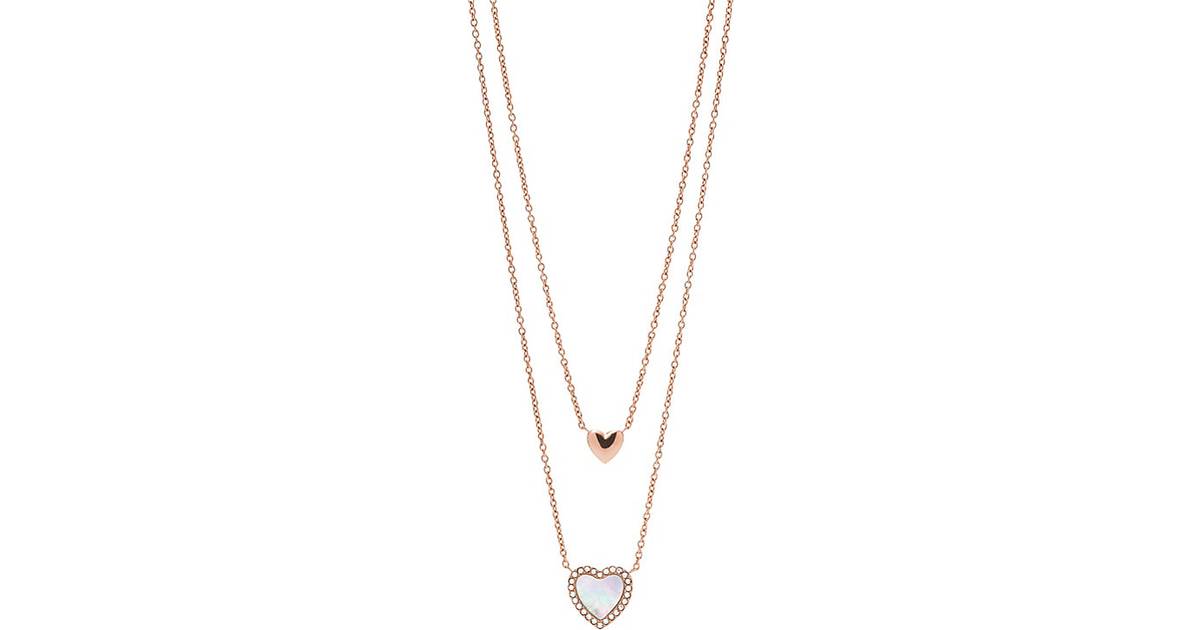 Fossil Hearts To You Necklace - Rose Gold/Mother of Pearl
