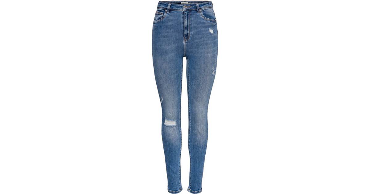 Only Onlmila Life Hw Ankle Skinny Fit Jeans - Blue/Medium Blue Denim