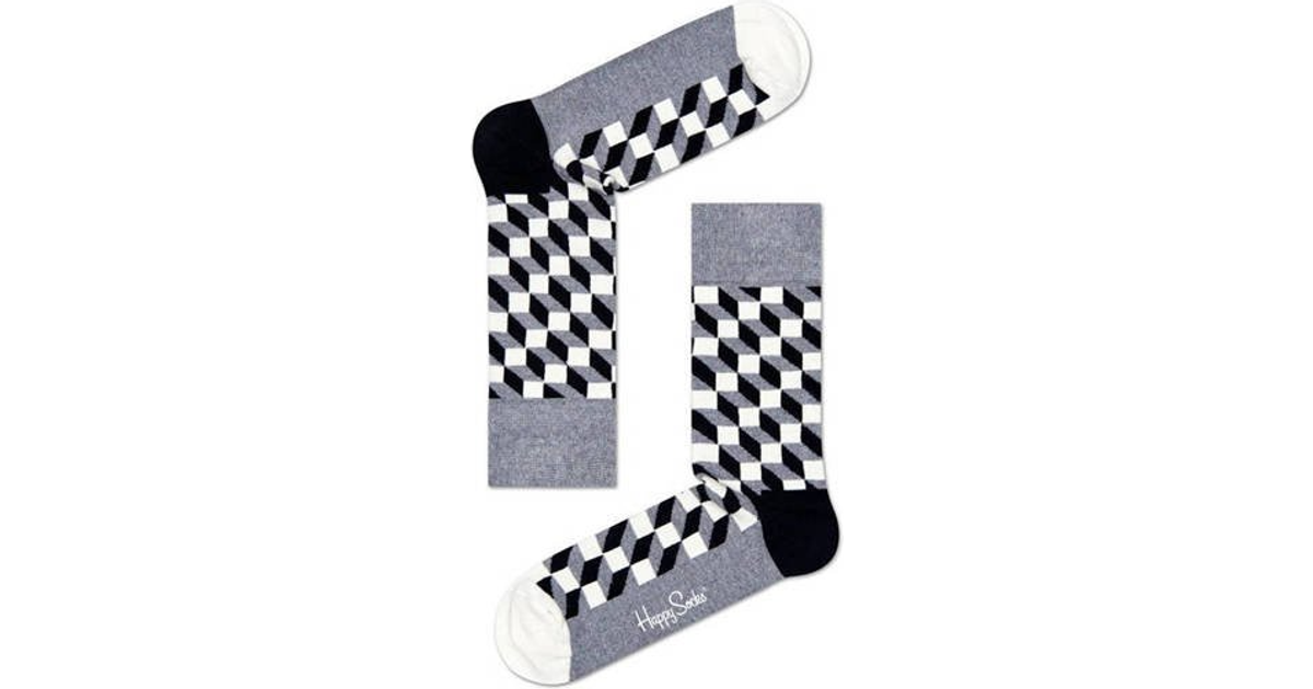Happy Socks Filled Optic Sock - Black/White • Se priser (5 butiker) »