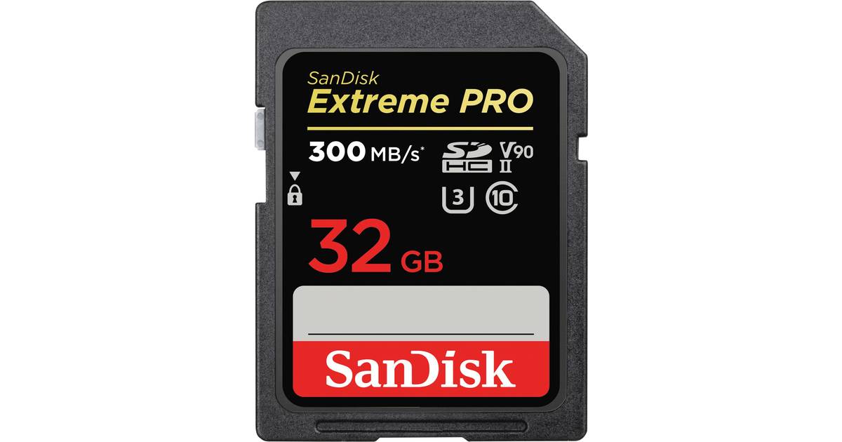 SanDisk Extreme Pro SDHC Class 10 UHS-II U3 V90 300MB/s 32GB • Pris »