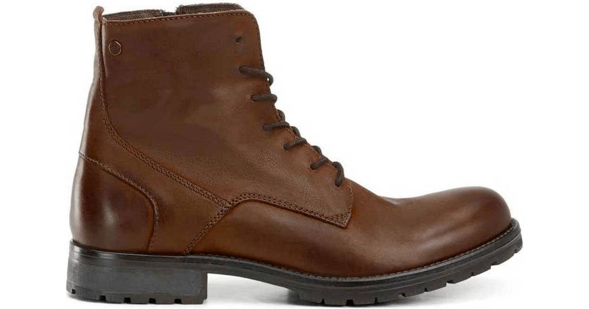 Jack & Jones Coat Leather Boots Brown/Cognac • Se pris