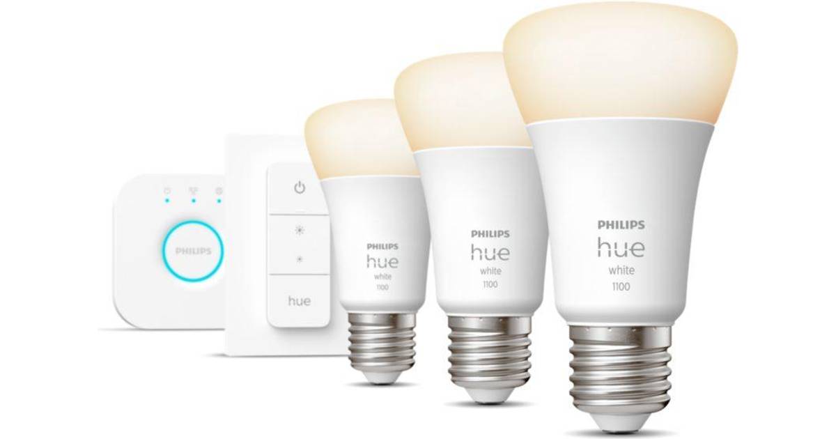 Philips Hue W sw A60 EU LED Lamps 9.5W E27 Starter Kit • Pris »