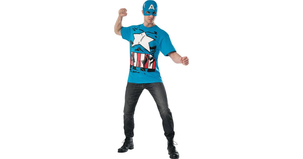 Marvel Captain America t-shirt och mask Maskeraddräkt för vuxna XL (44) •  Pris »